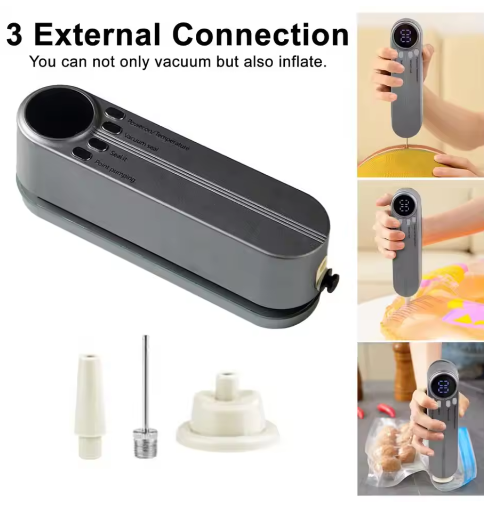 🛠️🍱 3-in-1 Vacuum Sealer – Seal, Inflate & Suction in One! ✨