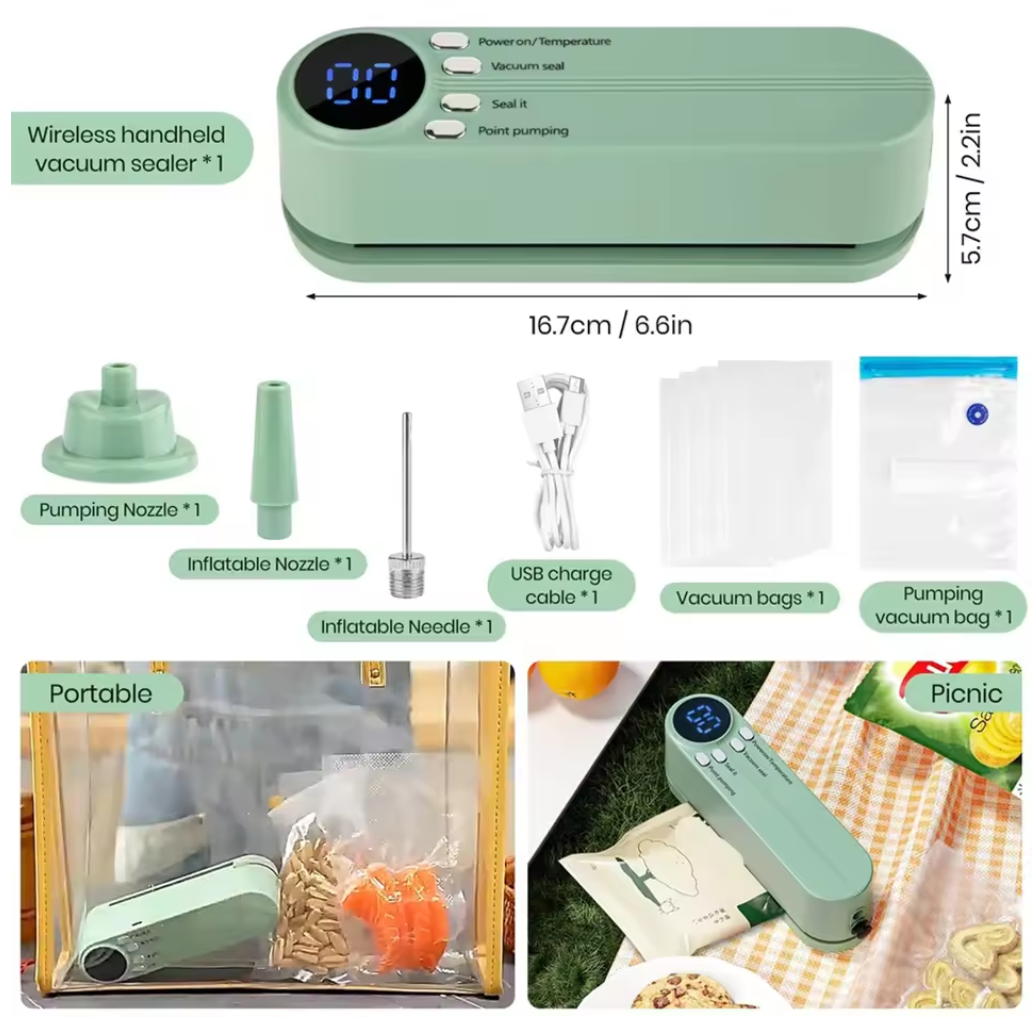 🛠️🍱 3-in-1 Vacuum Sealer – Seal, Inflate & Suction in One! ✨