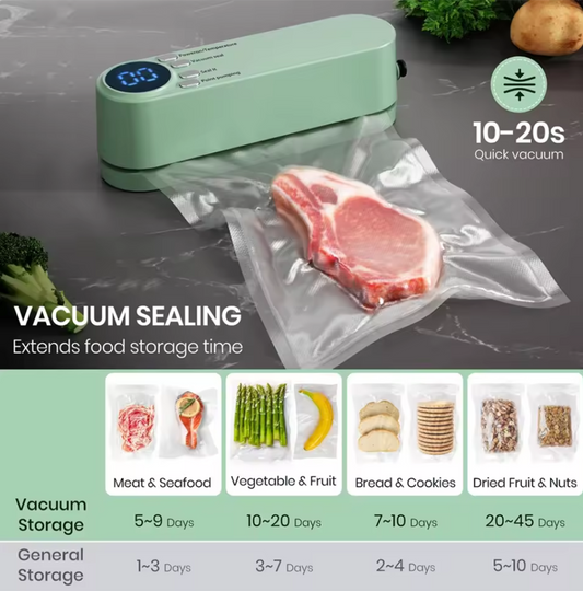🛠️🍱 3-in-1 Vacuum Sealer – Seal, Inflate & Suction in One! ✨