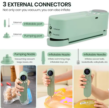 🛠️🍱 3-in-1 Vacuum Sealer – Seal, Inflate & Suction in One! ✨