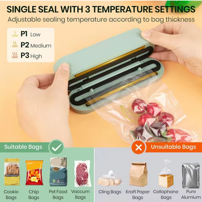 🛠️🍱 3-in-1 Vacuum Sealer – Seal, Inflate & Suction in One! ✨