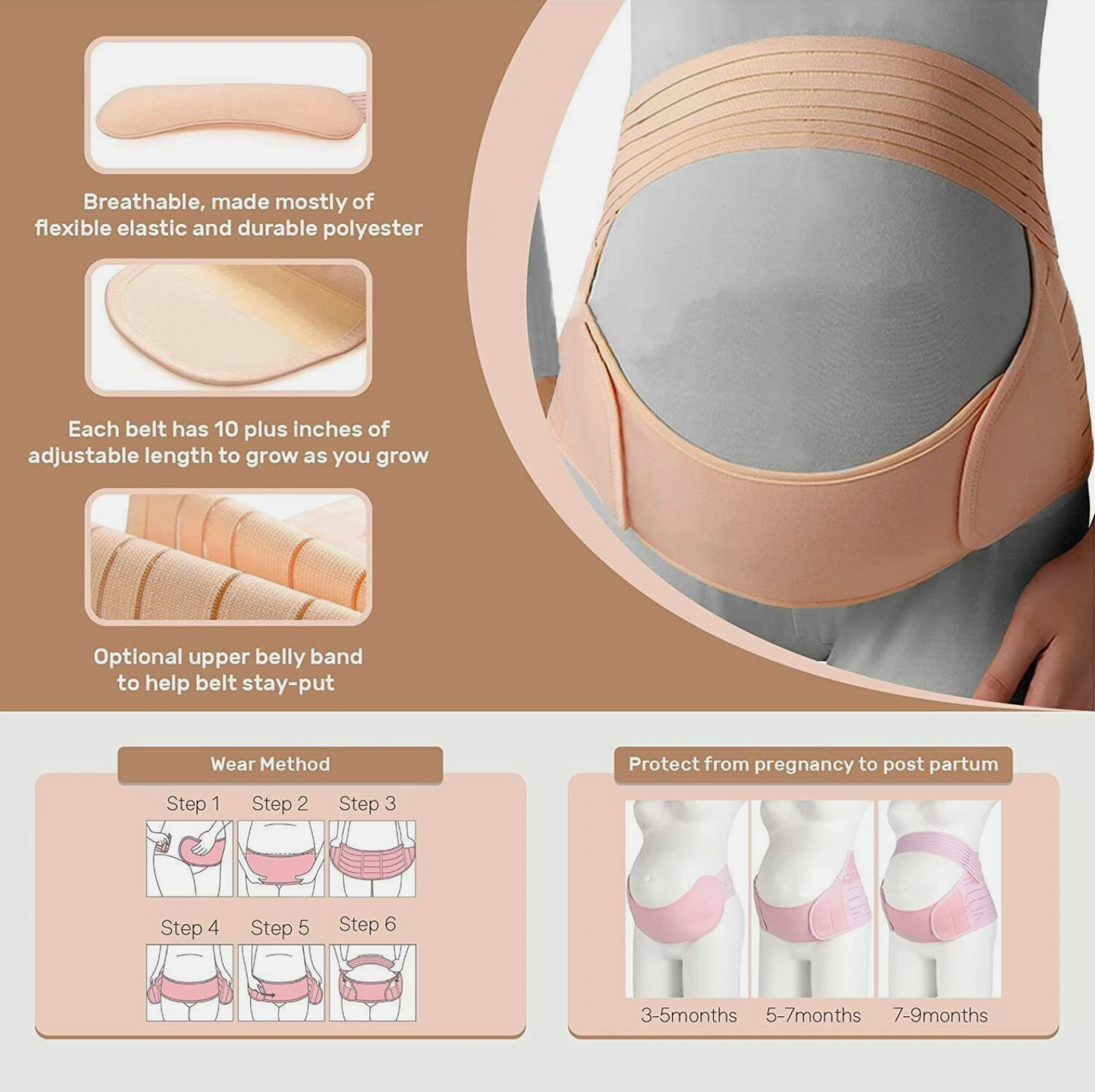 🌟🤱 Comfortable Pregnancy Belt | Adjustable & Breathable
